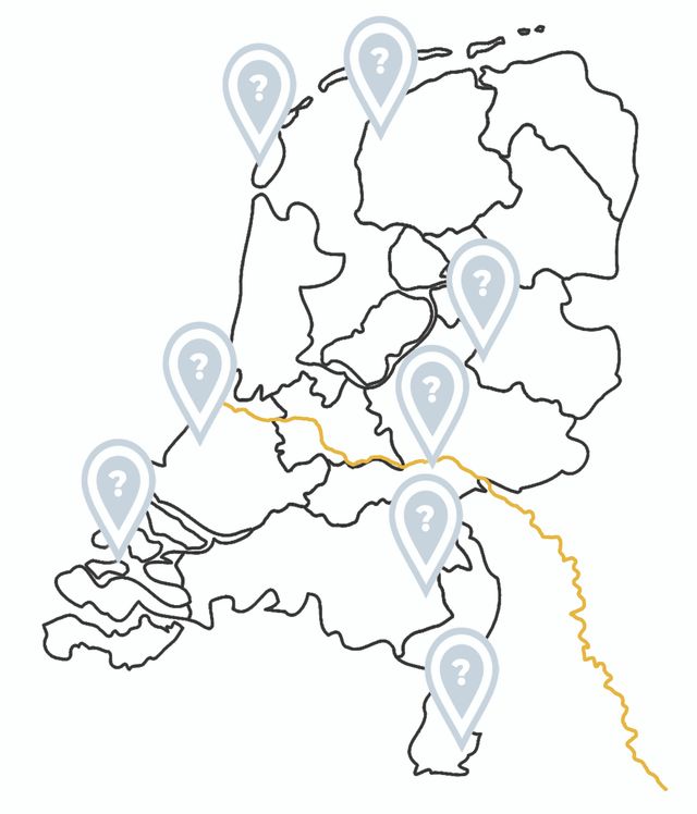 Kaart van Nederland met Limes en vindplaats opdracht