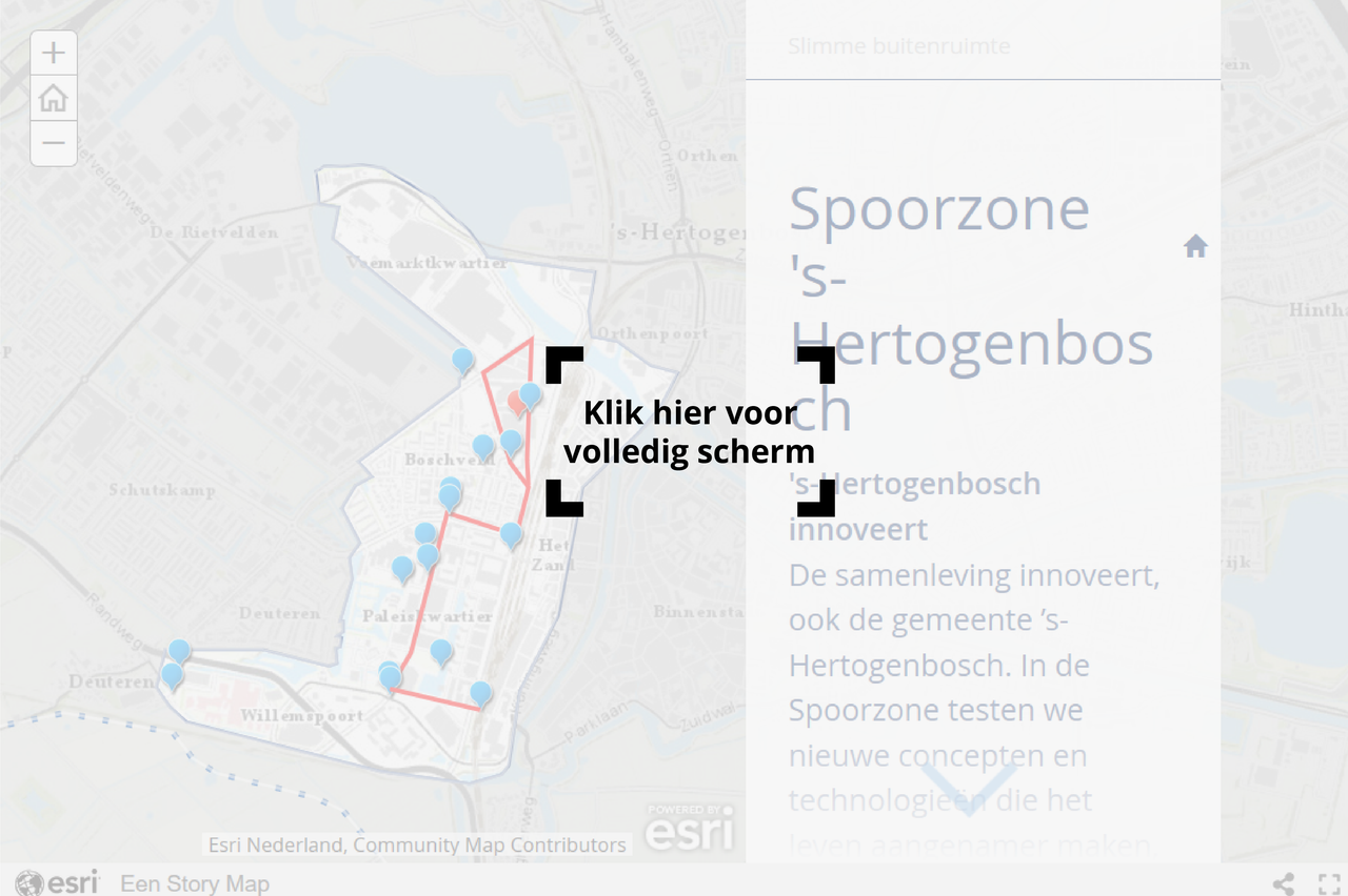 Screenshot van storymap Spoorzone 's-Hertogenbosch