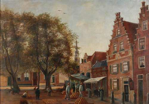 Een schilderij van de Kaasmarkt van Anothy Beek