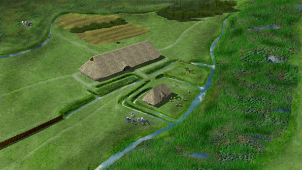 Impressie van het landschap in de Romeinse tijd in Midden Delfland.