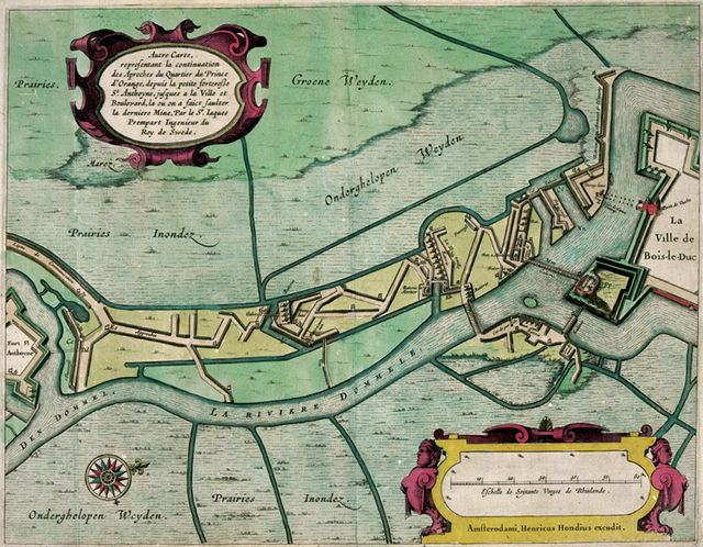 17e eeuws situatiekaartje verschansingen Sint-Anthonie en Vughterpoort 