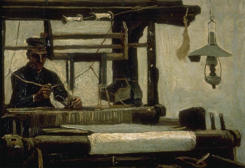 Van Gogh, Weaver in front of loom, work from 1884. Nuenen.