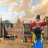 Willem Lodewijk te paard voor zijn paleis. Een foto uit de 17e eeuw.