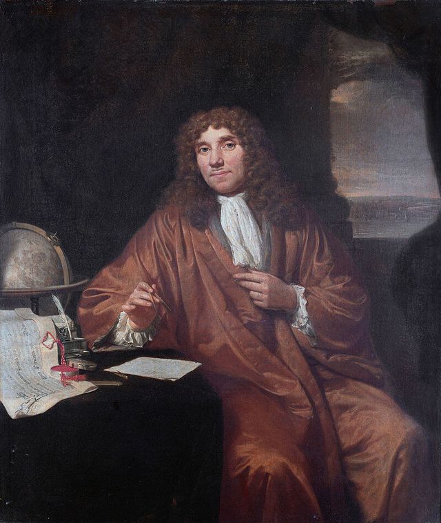 Antoni van Leeuwenhoek zittend