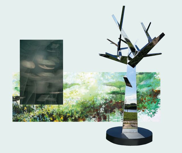Een collage van kunstwerken van Doet Boersma, Annemarie Hoogwoud en Joost Zwagerman