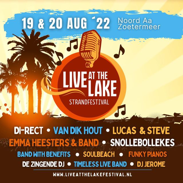 Foto van de aankondigingsposter van evenement Live at the Lake in Zoetermeer.