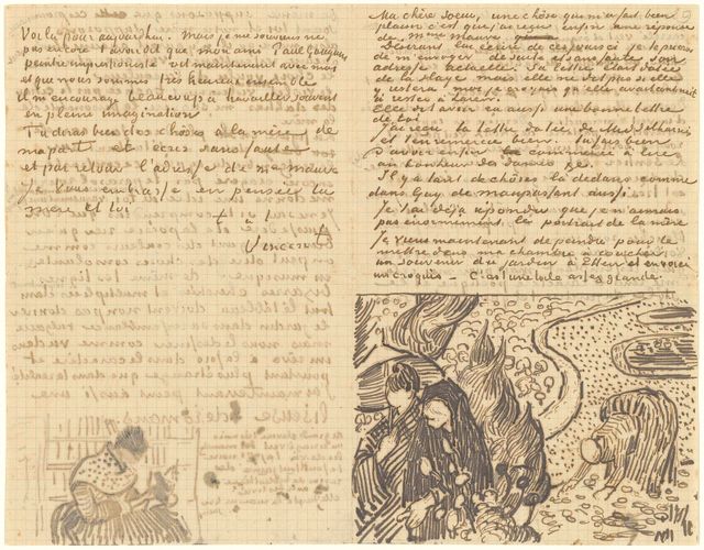 Letter from Vincent van Gogh to Willemien van Gogh with sketch of Remembrance of the garden at Etten (recto) Vincent van Gogh (1853 - 1890), Arles, c. November 12, 1888