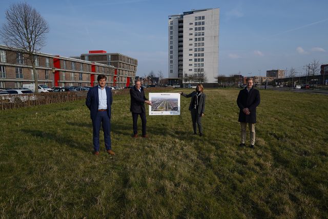 Aankondiging van nieuwbouwproject bij Aletta Jacobslaan Hugo de Grootlaan in Oosterheem