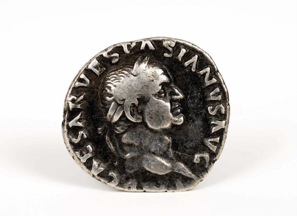Zilveren munt van Vespasianus, gevonden in Mijnsheerenland.