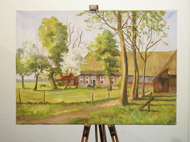 Schilderij van een boerderij van Janny Jalving