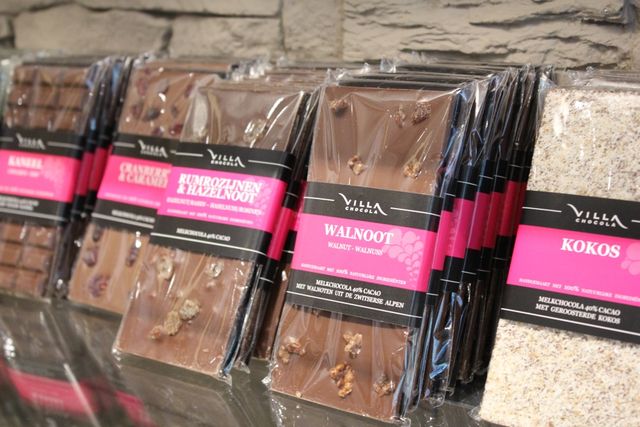 Collectie chocoladerepen bij Villa Chocola