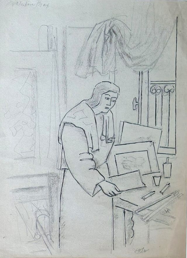 Otto van Rees - Valentine in haar atelier, 1950