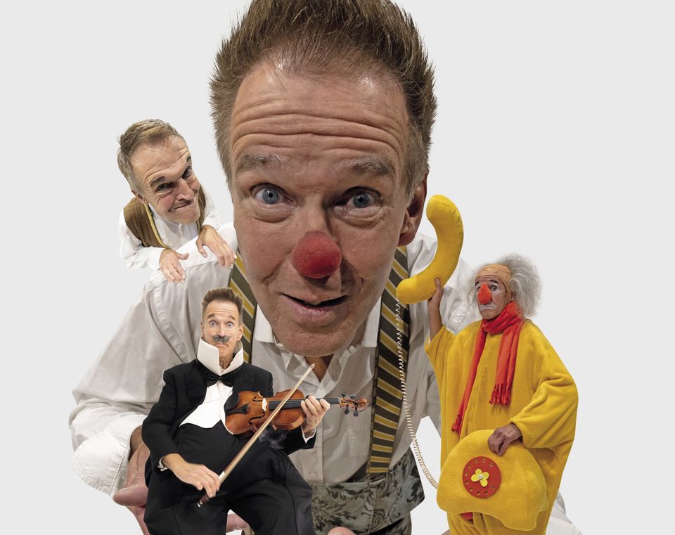 Een Hommage aan vier verschillende clowns in eigen interpretaties door Arno Huibers.
