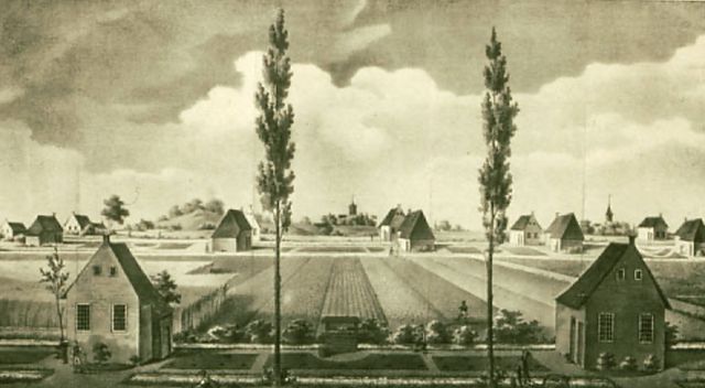 Historische afbeelding van de akkerstructuur in Frederiksoord.