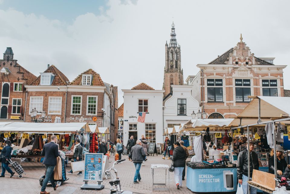 A busy market in Amersfoort.