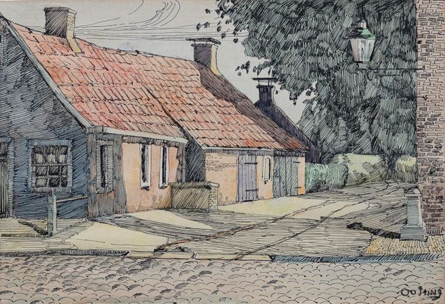 Tekening van huisje in Beetsterzwaag, ca 1915