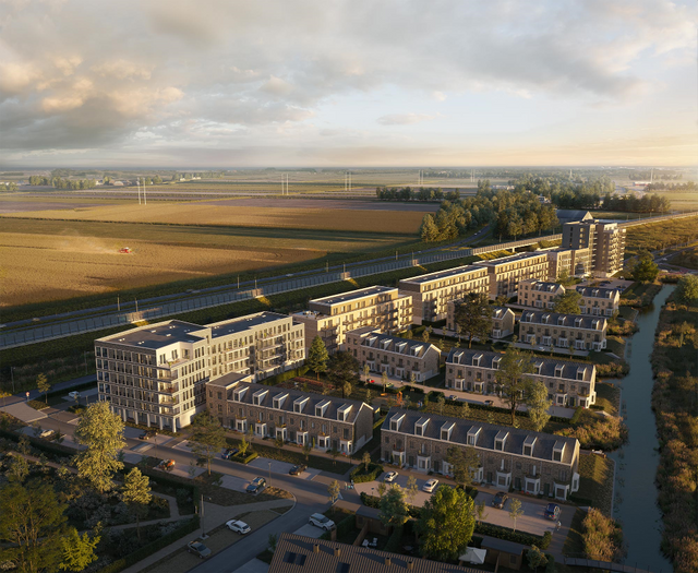 Luchtfoto van het nieuwbouwproject Kingspark
