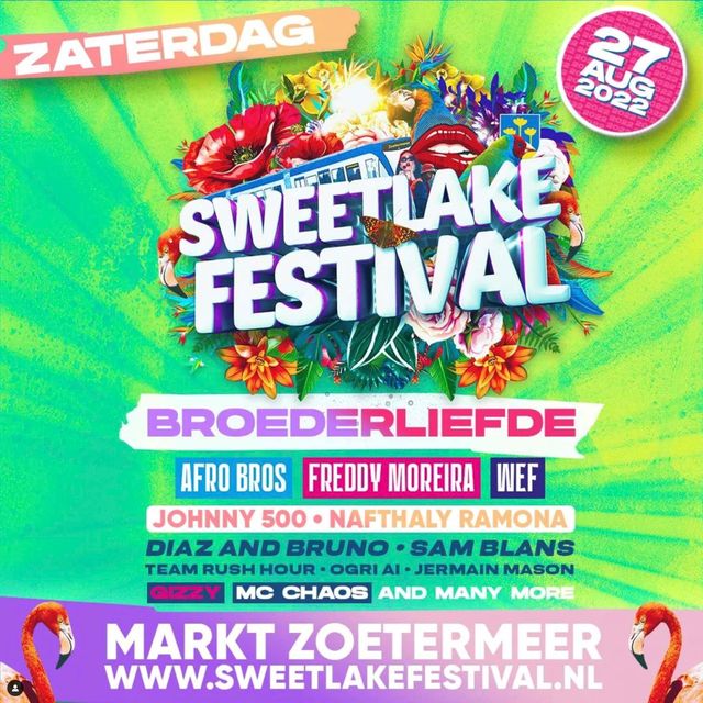 Flyer van het Sweetlake Festival 2022 op de Markt in Zoetermeer