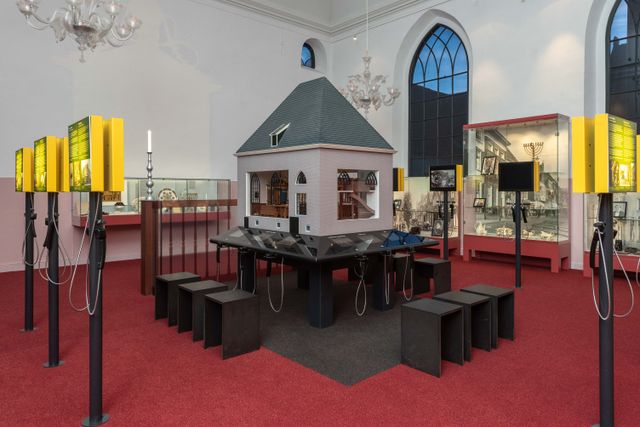 Overzicht van de synagoge maquette in museum Sjoel