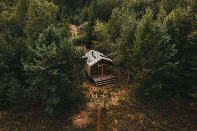 Eine Hütte im Wald