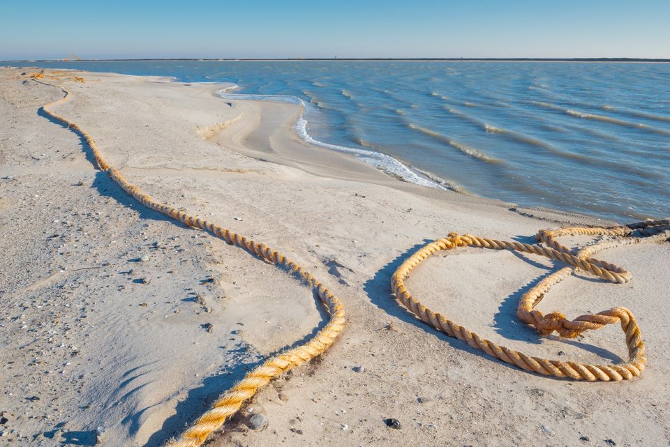 Markerwadden zand water touw Lelystad