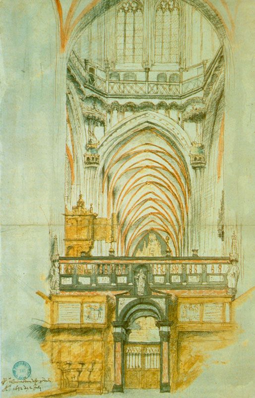 Oxaal en koepel van de Sint-Jan gezien vanaf het hoogkoor in 1632