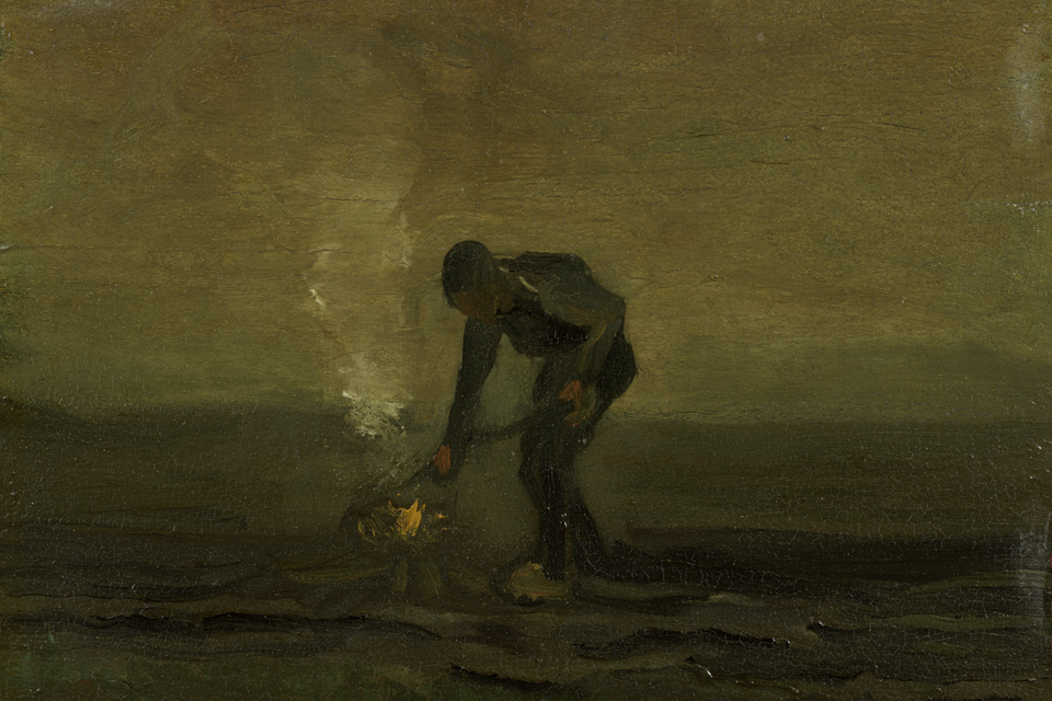 Het schilderij 'Onkruid verbrandende boer' van Vincent van Gogh