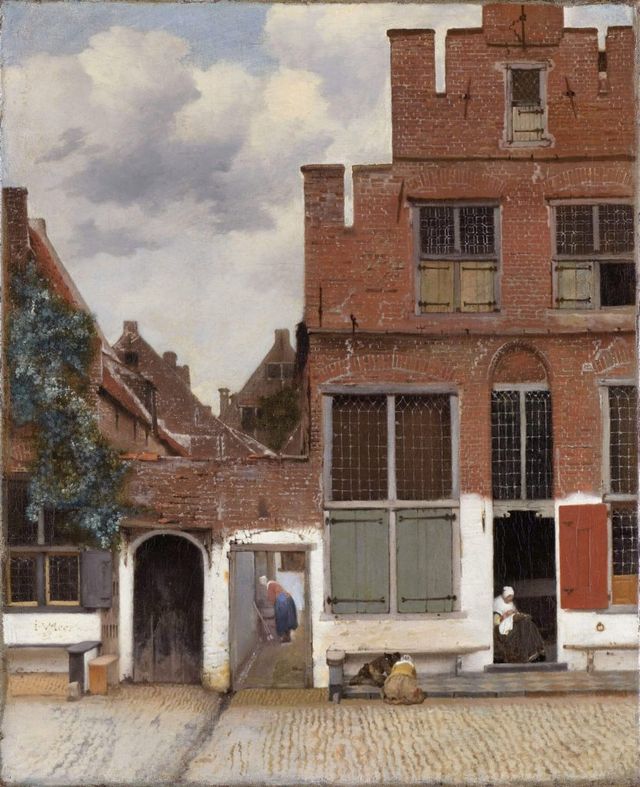 Het straatje schilderij van Johannes Vermeer 1657-1658 Rijksmuseum Amsterdam