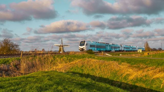 WINK trein van Arriva in het Friese landschap